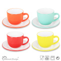 8oz Candy Color Cup e Saucer Hot Venda Atacado